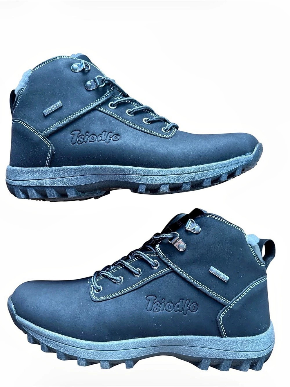 Tsiodfo Men's Winter Snow Boots Fleece Lined Warm Hiking Shoes Black EU 44 US 10